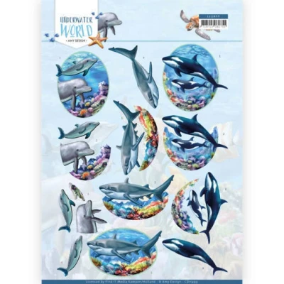 Afbeelding van Big Ocean Animals 3D Cutting Sheet Underwater World by Amy Design 10 stuks