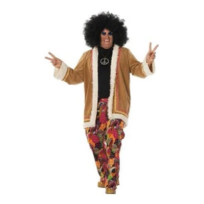 Afbeelding van Hippie 60s 70s met lange jas Maat 50