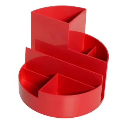 Afbeelding van Pennenkoker MAUL roundbox 7 vakken diameter14x12.5cm rood