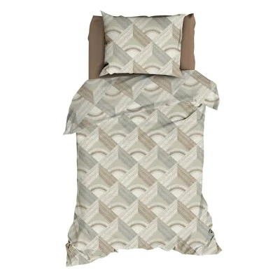 Afbeelding van Romanette Pantheon Dekbedovertrek Eenpersoons 140x200/220 cm Beige/Grijs