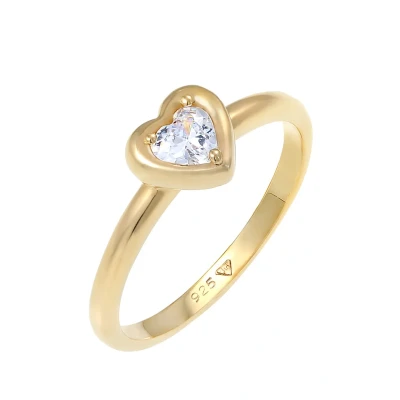 Afbeelding van Elli Heart Classic Ring goldcoloured, Dames, Maat: 52, Gold coloured