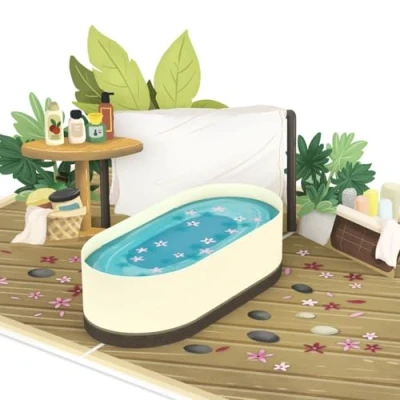 Afbeelding van papercrush® 3D pop up kaart cadeaubon voor wellnessvakantie, wellnesshotel, sauna en spa, wellnessvoucher verjaardag, geldcadeau vriendin, vrouw, man stel