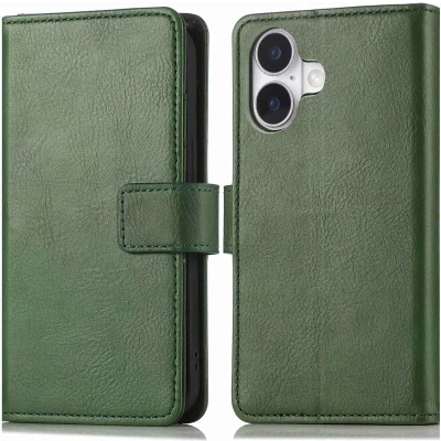 Afbeelding van imoshion Hoesje Geschikt voor iPhone 16 Met Pasjeshouder Luxe Bookcase Groen