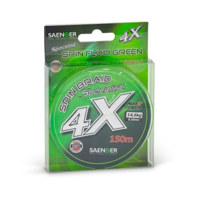 Afbeelding van Saenger 4X Specialist Spin Braid Fl.Gr. 150m 0.16mm (12.2kg) Gevlochten lijn