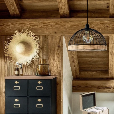 Afbeelding van Sphera Hanglamp 35 x 25 cm Rotan/ Zwart