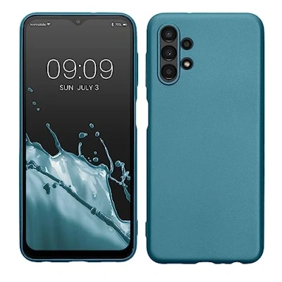 Afbeelding van kwmobile telefoonhoesje geschikt voor Samsung Galaxy A13 4G Hoesje smartphone Back cover in Metallic carabisch blauw