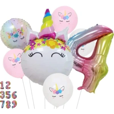 Afbeelding van DIWULI, eenhoorn ballonnen 4 jaar ballonnenset ballon 4e verjaardag kinderen meisjes decoratie cijfers
