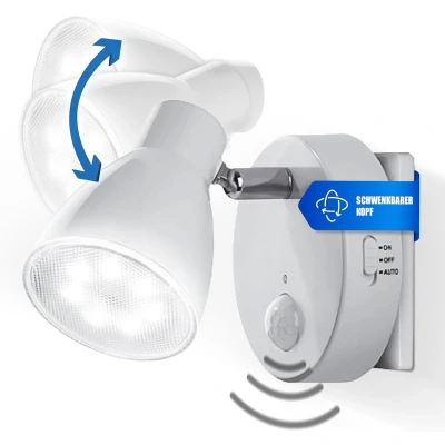 Afbeelding van Trango 2635 016 LED sensor nachtlampje * MILO met bewegingssensor en automatische functie in wit veiligheidslicht Direct 230V, socketlamp, wandlamp, oriëntatielicht, nachtlamp, socket light