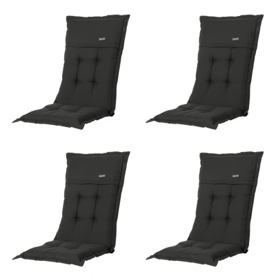 Afbeelding van Madison Tuinkussens Hoge Rug Rib Black 123x50 Zwart 4 Stuks
