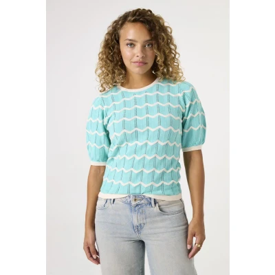 Afbeelding van GARCIA Tshirt Gestreept Licht blauw M