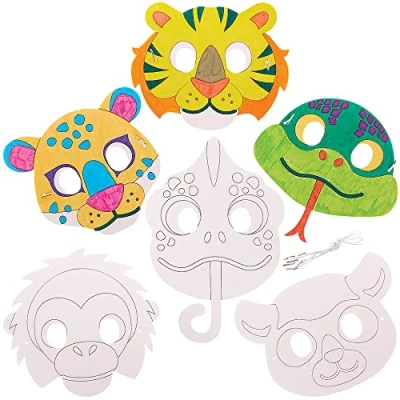 Afbeelding van Baker Ross FX556 Regenwoud dierenmaskers 10 stuks doe het zelf maskers voor kinderen