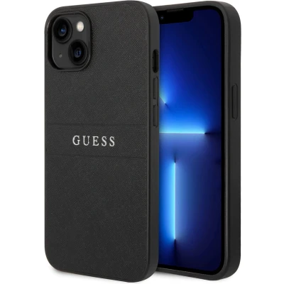 Afbeelding van Guess Smartphonehoesje voor Apple iPhone 14 Plus Zwart PU Saffiano met Back Cover Bescherm je Telefoon.