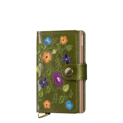 Afbeelding van Secrid Miniwallet Premium Stitch Floral olive Dames portemonnee
