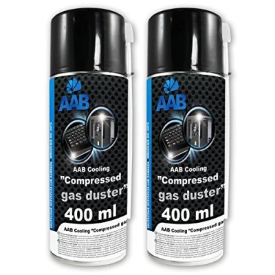 Afbeelding van AABCOOLING 2 x stofspray, 400 ml, bereiding van persluchtspray, computerstofverwijderaar, stof verwijderen, geurloos, aerosol, fles, laat geen sporen achter