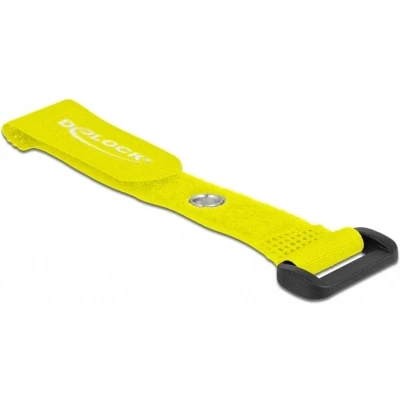 Afbeelding van Klittenband kabelbinders met gesp en ring 150 x 20mm / geel (5 stuks)