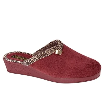 Afbeelding van Sleepers Jackie Damesslippers met sleehak en rubberen zool, zwart, Bordeaux