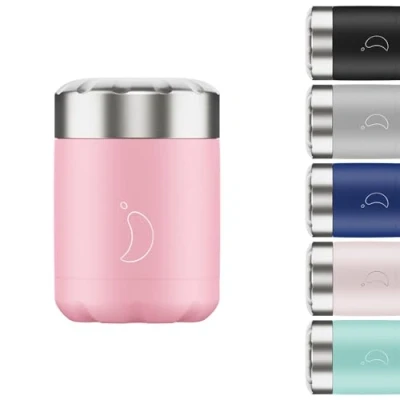 Afbeelding van Chilly&#039;s Voedselcontainer, herbruikbare voedselcontainers van hoogwaardig roestvrij staal, dubbelwandig geïsoleerd om levensmiddelen warm of koud te houden, pastel roze, 300 ml