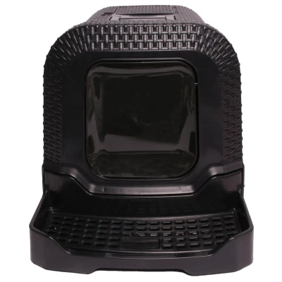 Afbeelding van Adori Kattentoilet Rattan 69x42x41 cm Kattenbak Zwart
