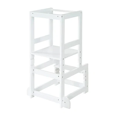 Afbeelding van roba Learning Tower Wit Volgens het Montessori Principe Belastbaar tot 80kg Gelakt Hout