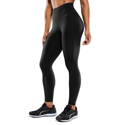 Afbeelding van CRZ YOGA Damesbroek met zakken, hoge taille, yogalegging, voor joggen, sport of casual, 71 cm, zwart.
