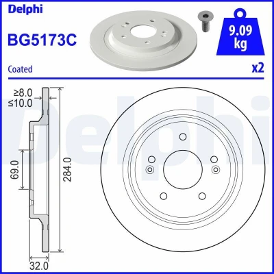 Afbeelding van Delphi Diesel Remschijven BG5173C