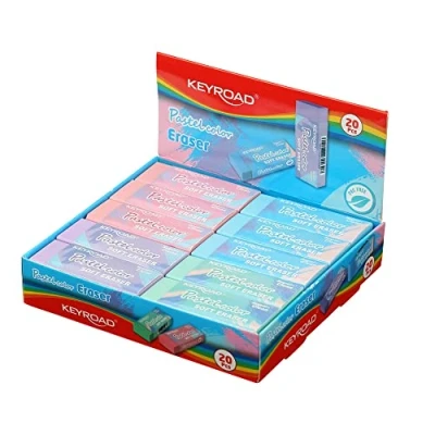 Afbeelding van KEYROAD 20 stuks Fun PASTEL/gum voor potlood en kleurpotlood, verpakt in het scherm, kleurenmengsels, ideaal school kantoor