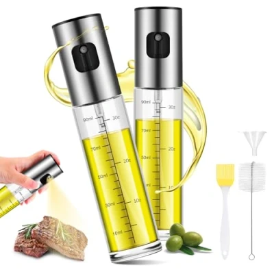 Afbeelding van Sosayet Keukenoliespray, 2 stuks, 100 ml, oliesproeier met borstel en trechter, olieborstel, voor koken, grillen, salades, pizza