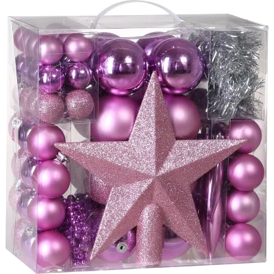 Afbeelding van Casaria Kerstballen Kerstboomversiering Kerstboom decoratie Roze 77 St.