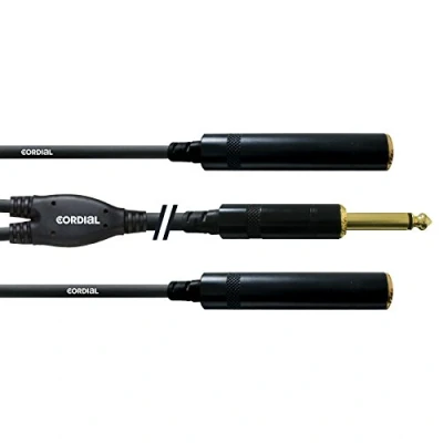Afbeelding van Cordial CFY 0,3 PGG Audio Y kabel [1x Jackplug male 6,3 mm 2x female mm] 30.00 cm Zwart