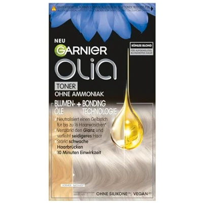 Afbeelding van Garnier Olia 9.1 koudblond, anti vergeling, intensieve kleuring voor blond haar, strengen, balayage en schaduw, veganistische formule zonder ammoniak, stralende glans