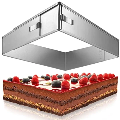 Afbeelding van Bakframe Made in Germany bakplaat rechthoekig, verstelbaar, te bevestigen met klemmen bakvorm rechthoekig van roestvrij staal