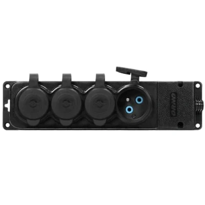 Afbeelding van Heavy duty stekkerdoos,rubber IP44, 4 stopcontacten,vlamvertragende behuizing zeer laag 5cm profiel,Frans type , Voor BELGIE