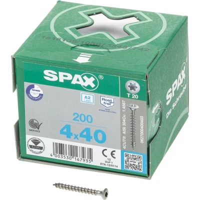 Afbeelding van Spax Spaanplaatschroef lenskop RVS T Star T20 4.0x40mm (per 200 stuks)