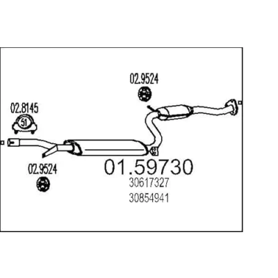 Afbeelding van MTS 01.59730 Middendemper 1600 VOLVO: S40 I