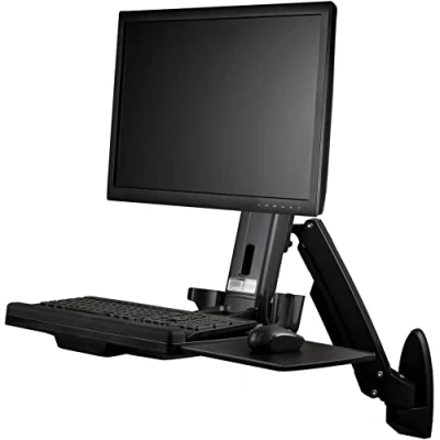 Afbeelding van StarTech Aan de muur bevestigd zit/sta werkstation 1 monitor tot 60,96cm 24inch VESA In hoogte (Muur, 24&quot;), Monitorsteun, Zwart