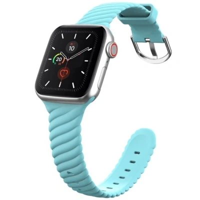 Afbeelding van Apple Watch Siliconen &#039;Twist&#039; bandje Lichtblauw Geschikt voor 38mm / 40mm 41mm