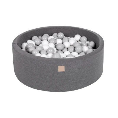 Afbeelding van Ronde Ballenbak set incl 300 ballen 90x40cm Licht Grijs Ballenbakje.nl Turquoise Wit