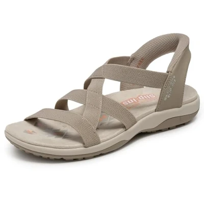 Afbeelding van Skechers Reggae Slim Stretch Flex Dames Sandalen Taupe