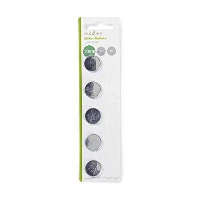 Afbeelding van Knoopcel batterij CR2016 Nedis 5 stuks (Lithium, 3 V)