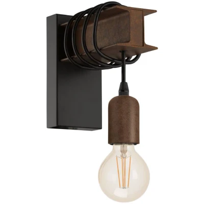Afbeelding van EGLO Townshend 4 Wandlamp E27 19 cm Zwart/Bruin