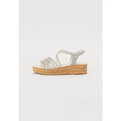 Afbeelding van Gabor Sandalen met sleehak, Dames, Maat: 37.5, Silber/light grey Textiel