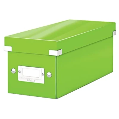 Afbeelding van Leitz WOW Click &amp; Store Opbergdoos met Deksel voor CD&#039;s Kartonnen Sorteerdoos Spullen 84% Gerecycled Karton 14.3 x 35.2 Cm (BxD) Groen