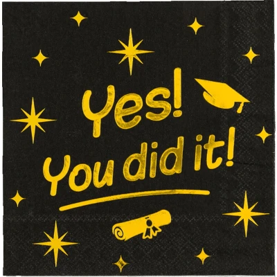 Afbeelding van Servetten You Did It! Goud Zwart Classy 33x33cm per 16 stuks