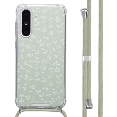 Afbeelding van imoshion Hoesje Geschikt voor Samsung Galaxy A36 Design met Koord Smoke Green Flowers