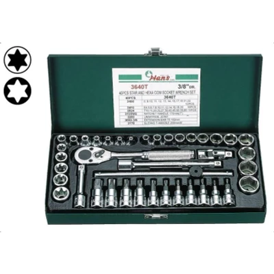 Afbeelding van HANS 3640T Doppenset 40 Zeskant, Torx, Torx TR 3/8
