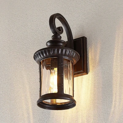 Afbeelding van Lindby Barret buitenwandlamp, 39 cm, aluminium, bruin