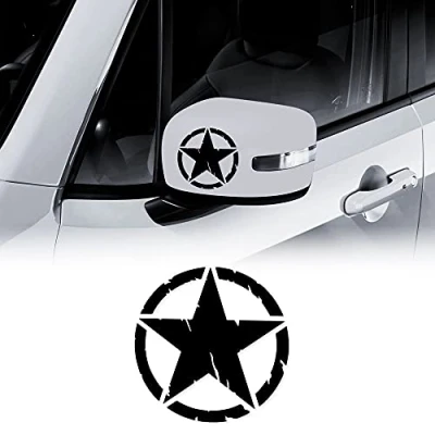 Afbeelding van 4R Quattroerre.it 17116 Army Star sticker voor Jeep Renegade, diameter 9 cm, mat zwart, 2 stuks