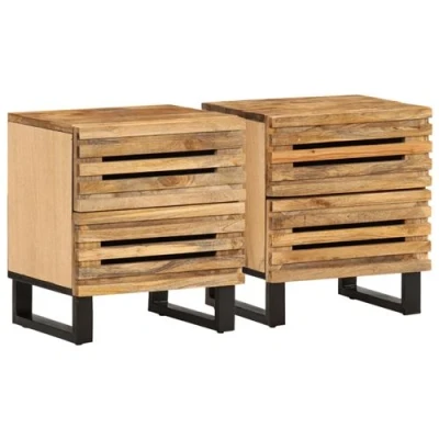 Afbeelding van Nachtkastjes 2 st 40x33x46 cm massief ruw mangohout