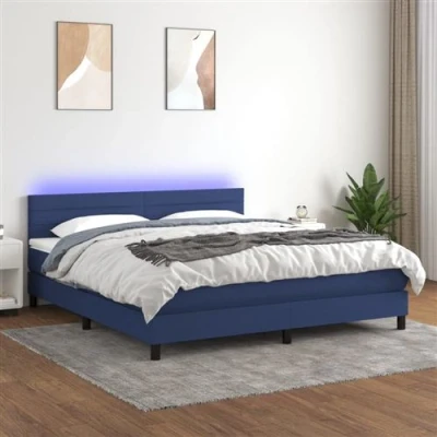 Afbeelding van vidaXL Boxspring met matras en LED stof blauw 160x200 cm