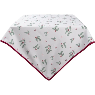 Afbeelding van Clayre &amp; Eef Tafelkleed 150x150 cm Wit Rood Katoen Vierkant